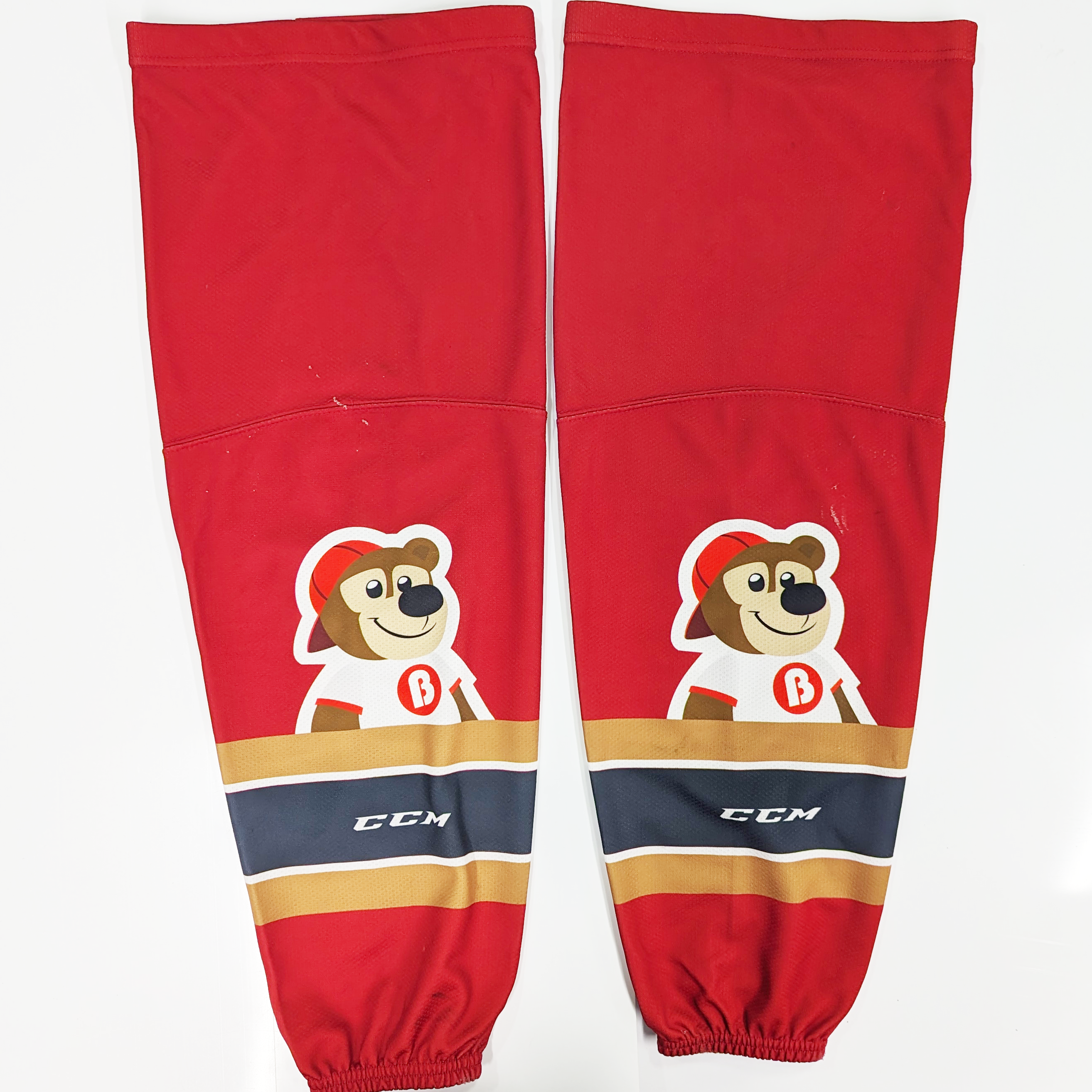 WHL - Chaussettes de hockey CCM d'occasion (ours en peluche rouge)